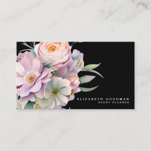 Elegante Zoete Bloemen Zwarte Zakelijke Kaarten Visitekaartje