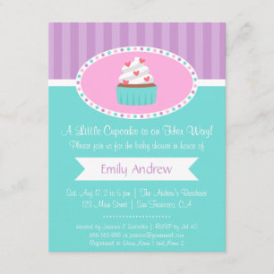 Elegante Zoete Cupcake Baby Shower Uitnodigingen