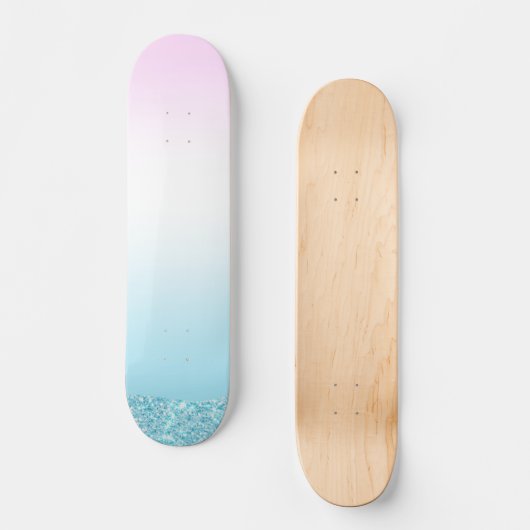 Elegante zoete kleurrijke gradiënt glitter Rainbow Skateboard (Voorkant)
