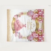 Elegante zoete zestien achtergrond roze gouden bal wandkleed (Voorkant (horizontaal))