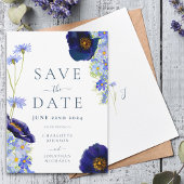 Elegante zomer bloemenblauwe bruiloft Save the Dat Save The Date
