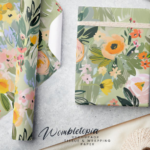 Elegante zomer bloemenperzik Waterverf decoupage Cadeaupapier
