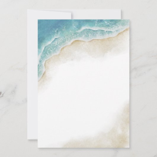 Elegante zomer strand oceaandestinatie bruiloft kaart (Achterkant)