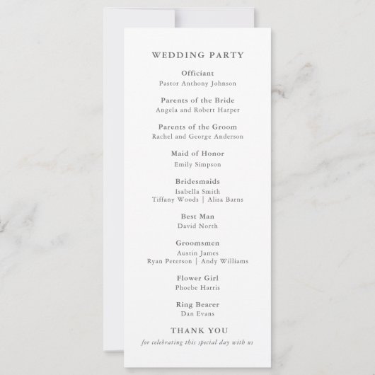 Elegante zomer tuin landschap bruiloft programma (Achterkant)