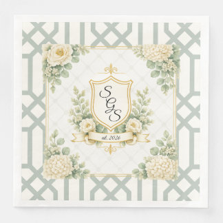 Elegante Zomer Tuin Soirée Bloem Monogram Servet