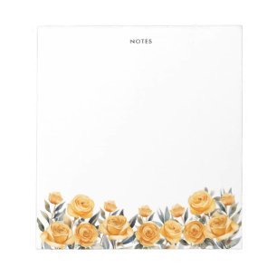 Elegante Zomer Waterverf Gele Bloemen Notitieblok
