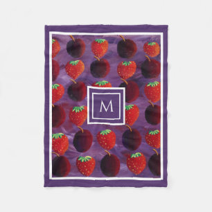 Elegante Zomerfruit Monogram Initiaal Fleece Deken