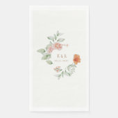 Elegante Zomertuin Bloemen Monogram Bruiloft Servet (Voorkant)