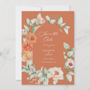 Elegante zomertuin bloemige save the date kaart
