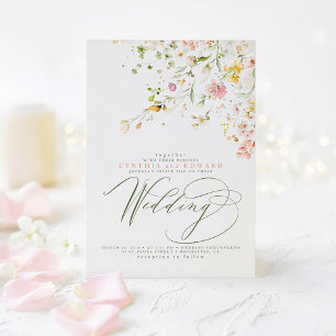 Elegante zomerveildbloemen Boho bruiloft Kaart