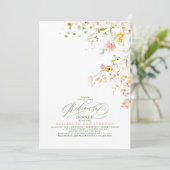 Elegante zomerweide wilde bloemen repetitiediner kaart (Staand voorkant)