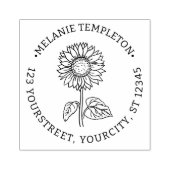Elegante zonnebloem #4 naam retouradres rubberstempel (Afrduk)