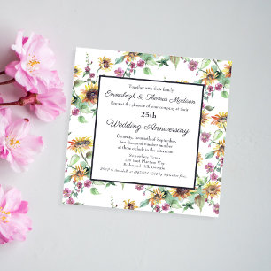 Elegante Zonnebloem Bloemen Huwelijksjubileum Kaart