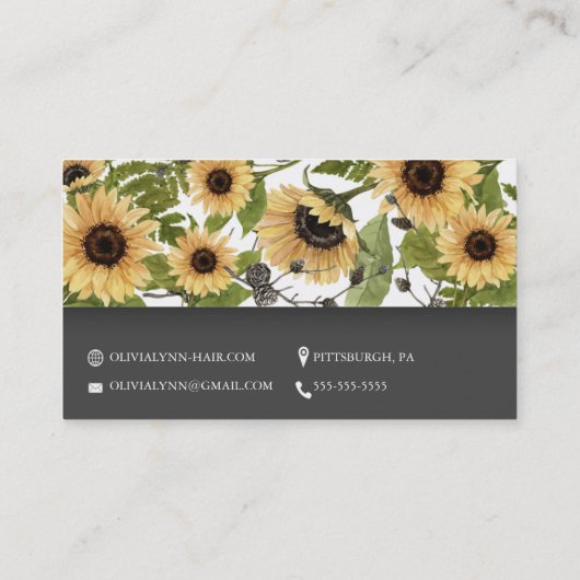 Elegante Zonnebloem Bloemen visitekaartje Template (Achterkant)