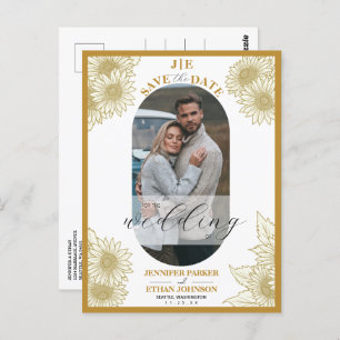 Elegante Zonnebloem Botanische Foto Bewaar de datu Briefkaart