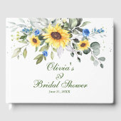 Elegante zonnebloem eucalyptus blad bruidsdouche gastenboek (Voorkant)