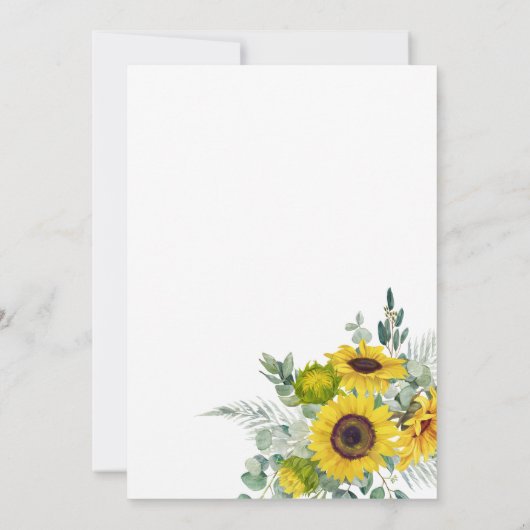 Elegante Zonnebloem Eucalyptus Bloemkruis Doop Kaart (Achterkant)