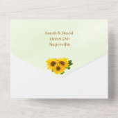Elegante Zonnebloem Gepersonaliseerd bruiloft All In One Uitnodiging (Achterkant)