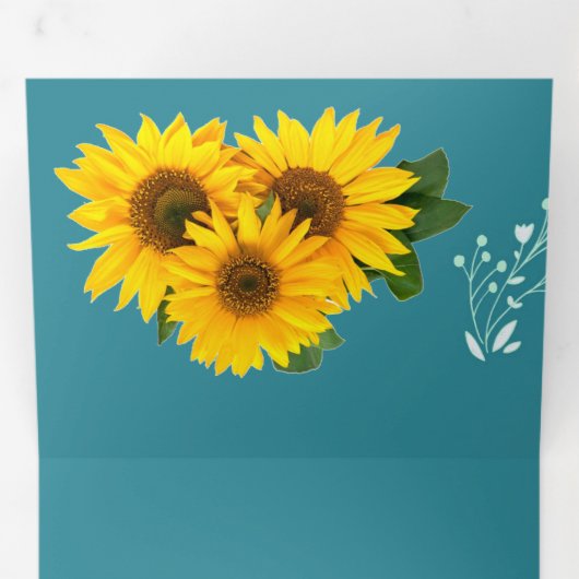 Elegante Zonnebloem Gepersonaliseerd bruiloft Drieluik Uitnodiging (Binnenzijde eerst)