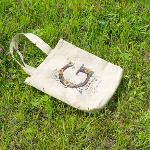 Elegante Zonnebloem Letter 'G' Monogram Custom Nam Tote Bag