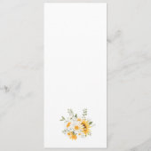 Elegante Zonnebloem Madelief Bruiloftsmenu Programma (Achterkant)