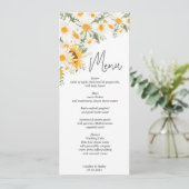 Elegante Zonnebloem Madelief Bruiloftsmenu Programma (Staand voorkant)