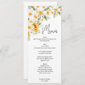 Elegante Zonnebloem Madeliefjes Bruiloftsmenu Programma (Voorkant / Achterkant)