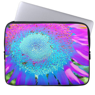 Elegante zonnebloem paarse roze blauw bloemen laptop sleeve