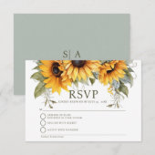 Elegante Zonnebloem RSVP Respons Kaart (Voorkant / Achterkant)