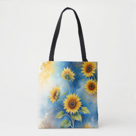 Elegante Zonnebloem Waterverf Canvas tas