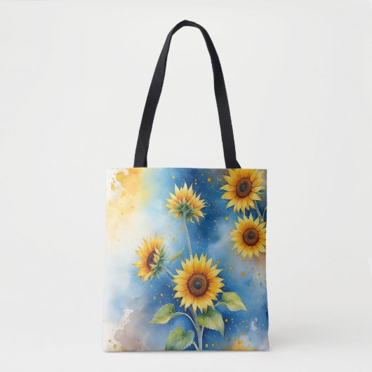 Elegante Zonnebloem Waterverf Canvas tas (Voorkant)