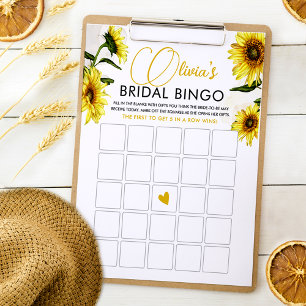 Elegante Zonnebloemen Bruiloftsshower Bingo Spelka Kaart