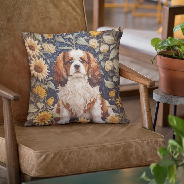 Elegante zonnebloemen Cavalier King Charles Spanie Kussen (Creator heeft geüpload)