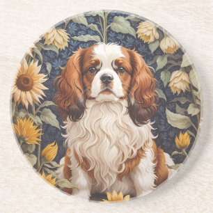 Elegante zonnebloemen Cavalier King Charles Spanie Zandsteen Onderzetter