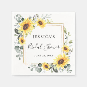 Elegante zonnebloemen Eucalyptus bloemstuk Bruidsd Servet