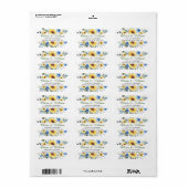 Elegante zonnebloemen Eucalyptus groen adres  Etiket (Full Sheet)