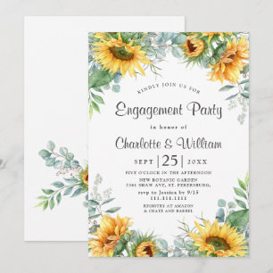 Elegante zonnebloemen Eucalyptus verlovingsfeest Kaart