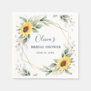 Elegante zonnebloemen groen bruiloftsfeest papier servet