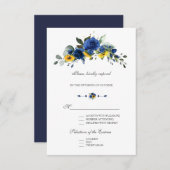 Elegante Zonnebloemen Navy Blauwe Bloemen Bruiloft RSVP Kaartje (Voorkant / Achterkant)