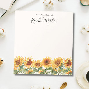 Elegante Zonnebloementuin Van De Schrijftafel Van Notitieblok