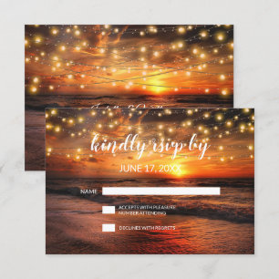 Elegante Zonsondergang Zomer Strand Bruiloft RSVP- Kaart