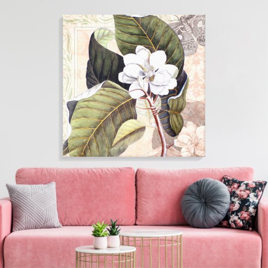 Elegante  Zuid-Witte Magnolia Canvas Afdruk (Insitu (Woonkamer))