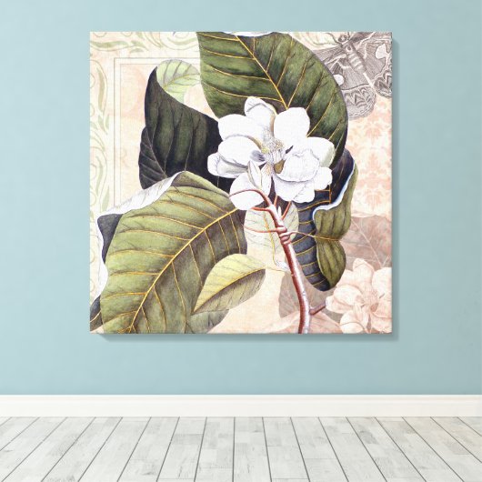 Elegante  Zuid-Witte Magnolia Canvas Afdruk (Insitu (Houten vloer))