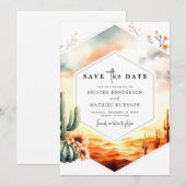 Elegante zuidelijke cactus bruiloft save the date (Voorkant / Achterkant)