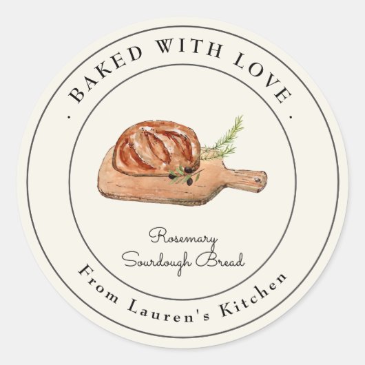 Elegante zuurdesem brood bakken etiketten (Voorkant)