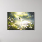 Elegante zwaan in de lente zon canvas afdruk (Voorkant)