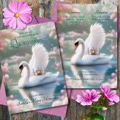Elegante Zwaanvlinders Roze Tiara Quinceañera Kaart
