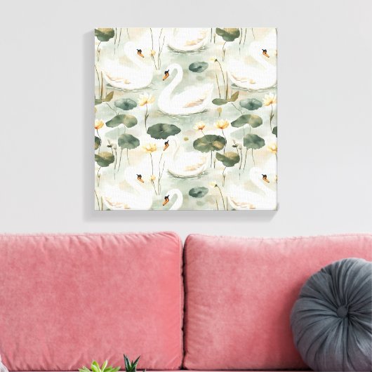 Elegante zwanen canvas afdruk (Insitu (Woonkamer))
