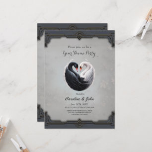 Elegante zwanen die samen een hart vormen. kaart