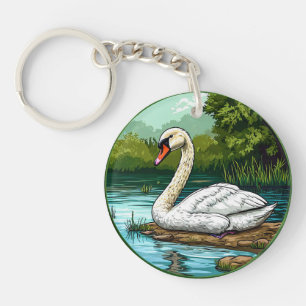 🦢 Elegante Zwanenmeer Natuur Charme Cadeau 🦢 Sleutelhanger